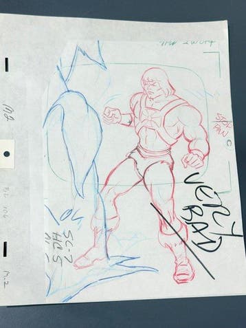 Filmation - Originele tekenfilmtekening van He-Man - He-Man, Nieuw in verpakking