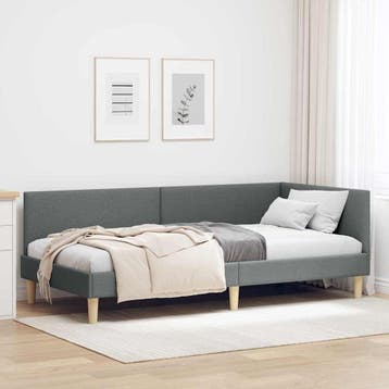vidaXL Hoek Bed Frame Donkergrijs 80 cm x 200 cm Stof en, Verzenden