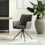 Leren draaibare eetkamerstoel Wave - Toledo Antracite, Huis en Inrichting, Stoelen, Bohemian, Eigentijds, Industrieel, Modern, Scandinavisch