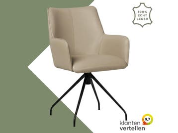 Leren draaibare eetkamerstoel Wave - Toledo Mastic, 60 tot 90 cm, Nieuw, Leer, Ophalen of Verzenden