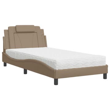 vidaXL Bed Viana met matras kunstleer cappuccinokleurig, Huis en Inrichting, Slaapkamer | Bedden, Verzenden, Nieuw