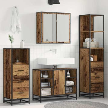 vidaXL Badkamermeubel Set met lade 3 pcs Oud Hout Bewerkt, Verzenden