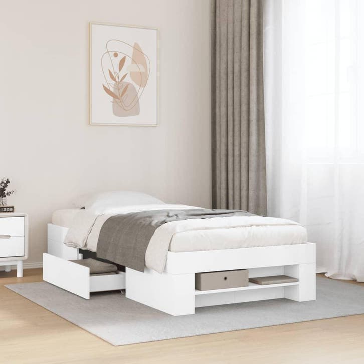 vidaXL Bedframe bewerkt hout wit 90x200 cm, Huis en Inrichting, Slaapkamer | Bedden, Nieuw, Verzenden