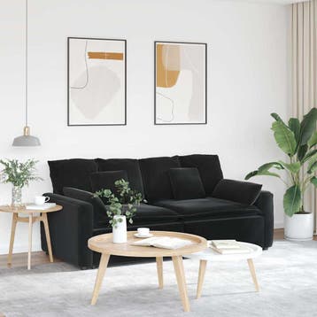 vidaXL Modulaire bank met kussens zwart, Verzenden, Nieuw