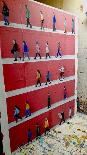 Giorgio Stocco - People walking 97-opera unica