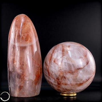 Natuurlijke vuurkwarts-set – Elegant vrijvormobject met twee