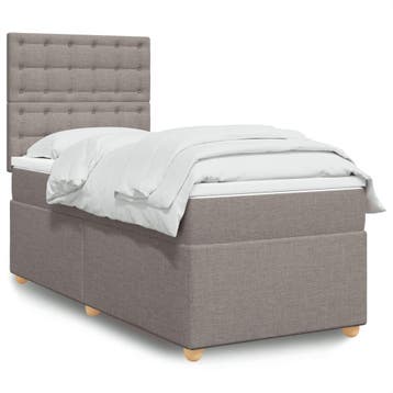vidaXL Boxspring met matras stof taupe 80x200 cm, Verzenden