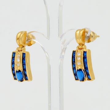 Boucles doreilles - 14 carats Or jaune - Diamant - Spinelle, Nieuw