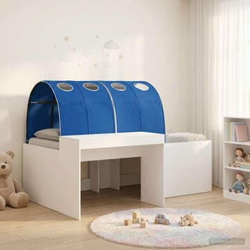 vidaXL Bed met Tunnel 3 st Wit en Blauw Bewerkt hout, Huis en Inrichting, Slaapkamer | Bedden, Verzenden, Nieuw