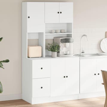 vidaXL Keukenkast 95x50x180 cm bewerkt hout wit, Huis en Inrichting, Verzenden, Nieuw