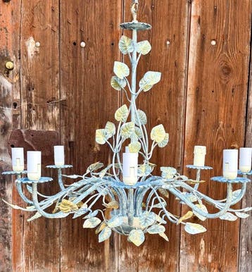 Plafondlamp - Metaal - Vintage tole-kroonluchter – met acht