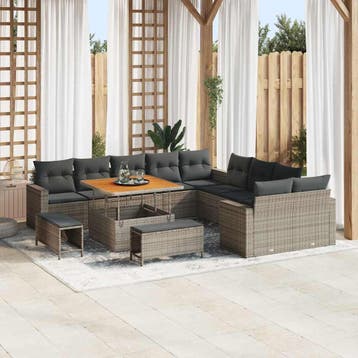 vidaXL Tuinbank Set 17 st 12-Aantal zitplaatsen Grijs poly, Tuin en Terras, Verzenden, Nieuw