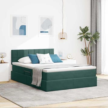 vidaXL Opbergbed met hoofdeinde Donkergroen 140 x 200 cm, Huis en Inrichting, Slaapkamer | Bedden, Verzenden, Nieuw