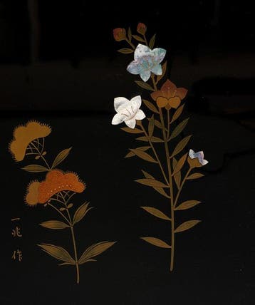 Paravent pliant de cérémonie du thé avec des fleurs - bois