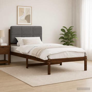 vidaXL Bedframe met gestoffeerd hoofdbord Donkerbruin en, Verzenden, Nieuw