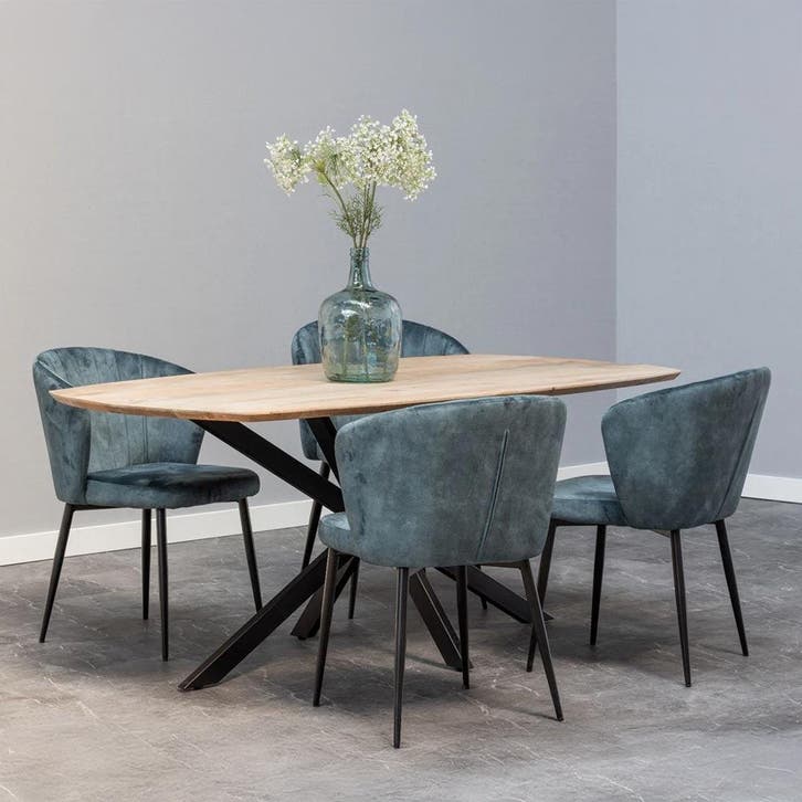 Mangohouten Eettafel Deens Ovaal Tess 240x110 cm (2,5 cm), Huis en Inrichting, Tafels | Eettafels, Nieuw, Overige houtsoorten