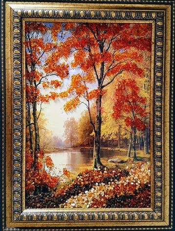 Barnsteen - Unique Amber picture Wall decoration - Home