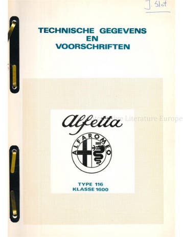 1976 ALFA ROMEO ALFETTA 1.6 TECHNISCHE GEGEVENS EN