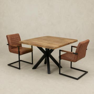 Mangohouten Eettafel Rechthoek Donald 90x90 cm (6cm), Huis en Inrichting, Tafels | Eettafels, Verzenden, Nieuw, Industriële meubels