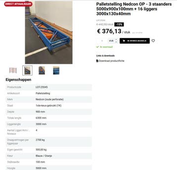 Gebruikt palletstelling -  Complete sets - Voordeelpartij, Ophalen of Verzenden