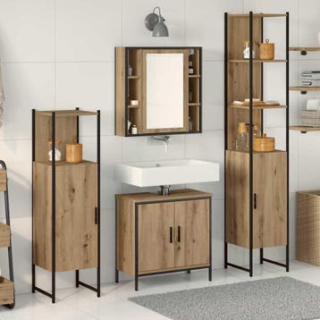 vidaXL Badkamermeubel Set 4 st Bruin Bewerkt hout, Verzenden