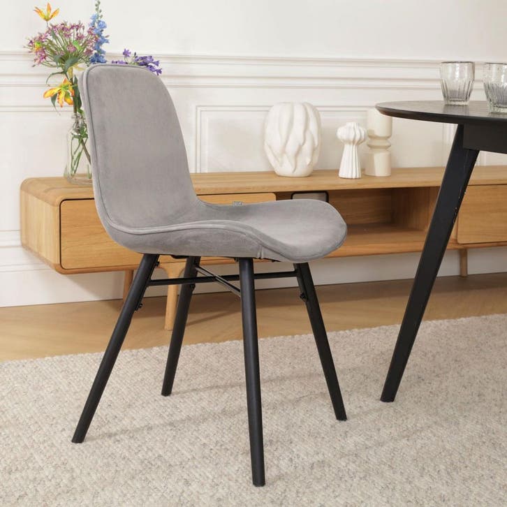 Velvet eetkamerstoel grijs | Aanbieding | Direct leverbaar, Huis en Inrichting, Stoelen, Grijs, Eén, Nieuw, Stof, Verzenden