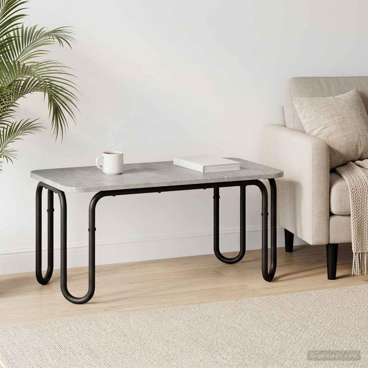 vidaXL Salontafel Betongrijs 100 x 50 x 45 cm Bewerkt hout, Huis en Inrichting, Tafels | Salontafels, Nieuw, Verzenden