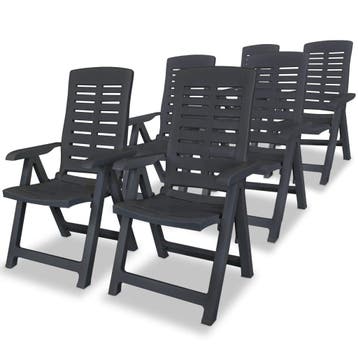 vidaXL Verstelbare klapstoelen, 6 stuks, antracietkleurig, Verzenden, Nieuw