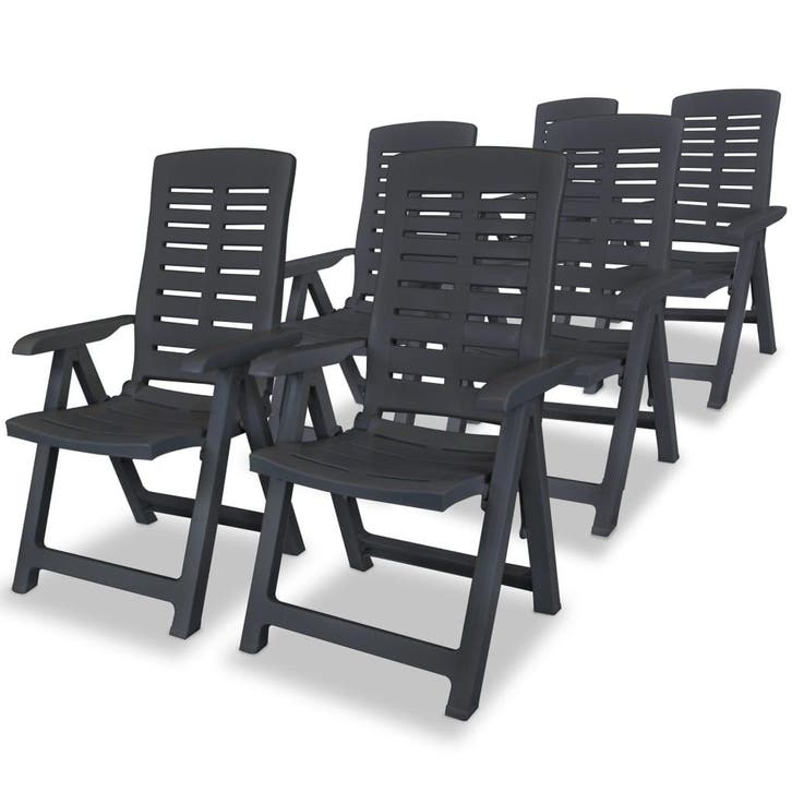 vidaXL Verstelbare klapstoelen, 6 stuks, antracietkleurig, Tuin en Terras, Tuinstoelen, Nieuw, Verzenden