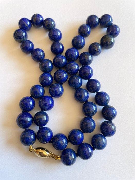 18 carats Or - lapis-lazuli (7A) - Collier, Antiquités & Art, Art | Objets design