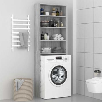 vidaXL Wasmachinekast 64x24x190 cm grijs sonoma eikenkleurig, Verzenden, Nieuw