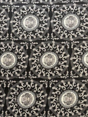 tissu glamour néo-baroque noir - Tissu de rideau - 280 cm -