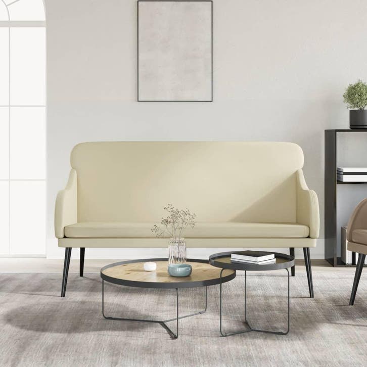 vidaXL Bankje 110x76x80 cm kunstleer crèmekleurig, Huis en Inrichting, Overige Huis en Inrichting, Nieuw, Verzenden