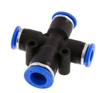 6mm x 8mm Cross PA 66 Insteekfitting 3 Aansluitingen NBR, Verzenden