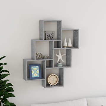 vidaXL Wandschap kubus 78x15x93 cm bewerkt hout betongrijs, Verzenden, Nieuw