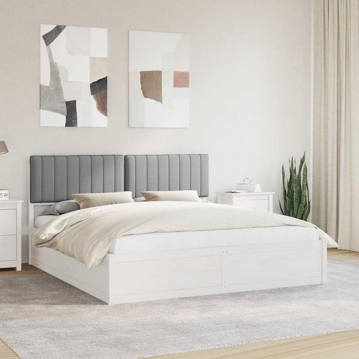 vidaXL Bedframe met Gevoerde Hoofdbord Lichtgrijs 180 x 200, Maison & Meubles, Chambre à coucher | Lits, Envoi