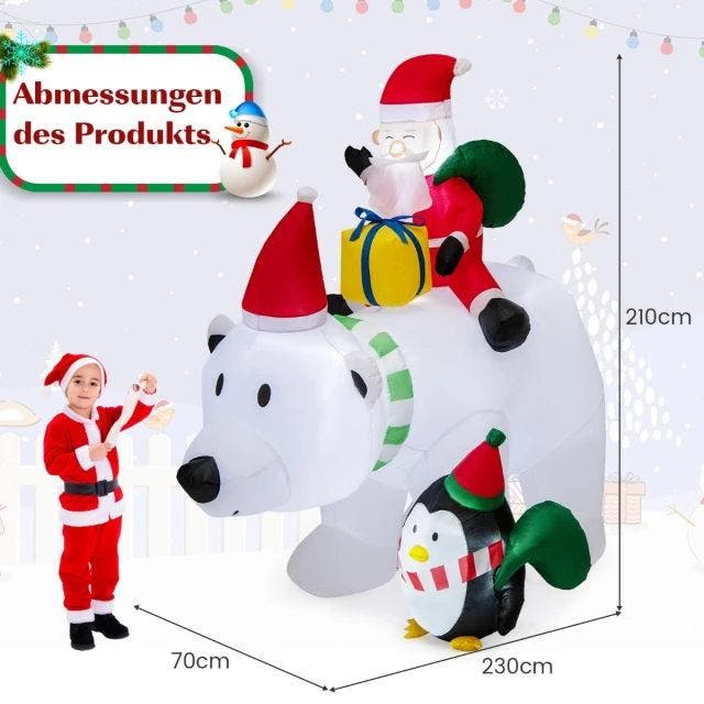 2dekans | Costway Opblaasbare Kerstdecoratie – Incl. LED &, Divers, Noël, Enlèvement ou Envoi