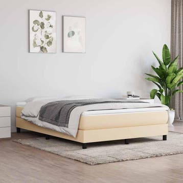 vidaXL Boxspring bed stof crèmekleurig 140x200 cm, Verzenden, Nieuw