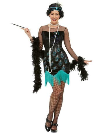 Charleston flapper jurk Peacock, Ophalen of Verzenden