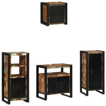 vidaXL Badkamermeubel Set met lade 4 pcs Massief, Verzenden, Nieuw
