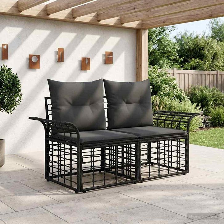 vidaXL Buiten loveseat 2 st 2-Aantal zitplaatsen Zwart en, Tuin en Terras, Tuinsets en Loungesets, Nieuw, Verzenden