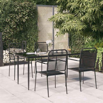 vidaXL 5-delige Tuinset katoenen touw en staal zwart, Tuin en Terras, Verzenden, Nieuw, Tuinset
