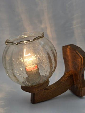 Wortmann & Filz - Kaars wandlamp - 4401 - Hout, Glas -