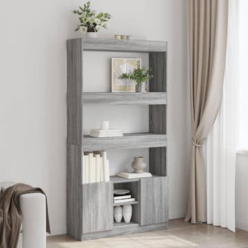 vidaXL Hoge kast 92x33x180 cm bewerkt hout grijs sonoma, Verzenden, Nieuw