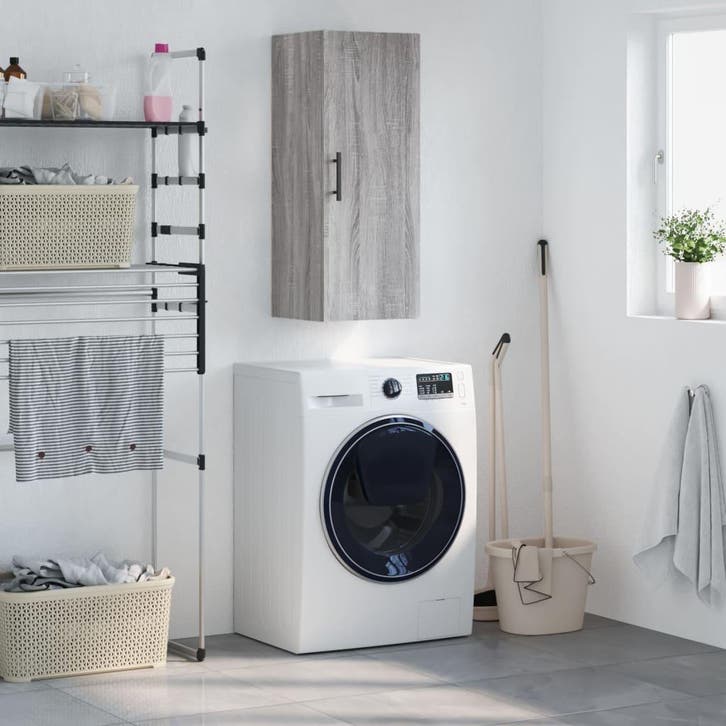 vidaXL Bovenkast 34,5x34x90 cm grijs sonoma eikenkleurig, Maison & Meubles, Armoires | Dressoirs, Envoi