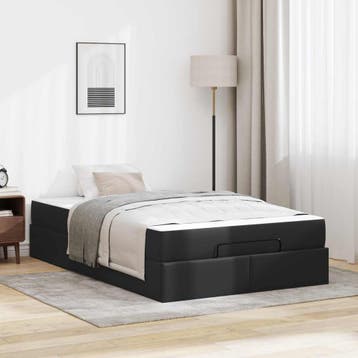 vidaXL Bedframe met matras Anders 2 st Zwart PVC, Verzenden