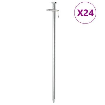 vidaXL Tentharingen 24 st 8 mm 30 cm gegalvaniseerd staal, Verzenden, Nieuw