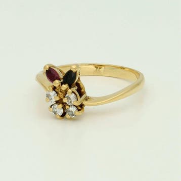Bague - 18 carats Or jaune Diamant (Naturelle) - Saffier,, Handtassen en Accessoires, Ringen, Nieuw