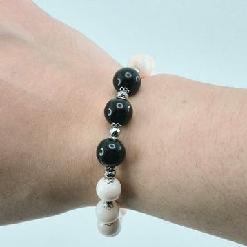 Koraal - Zilver - Armband - Roze koraal en onyx