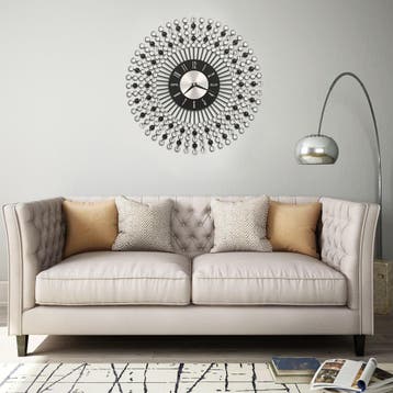 vidaXL Wandklok 43 cm metaal zwart, Verzenden